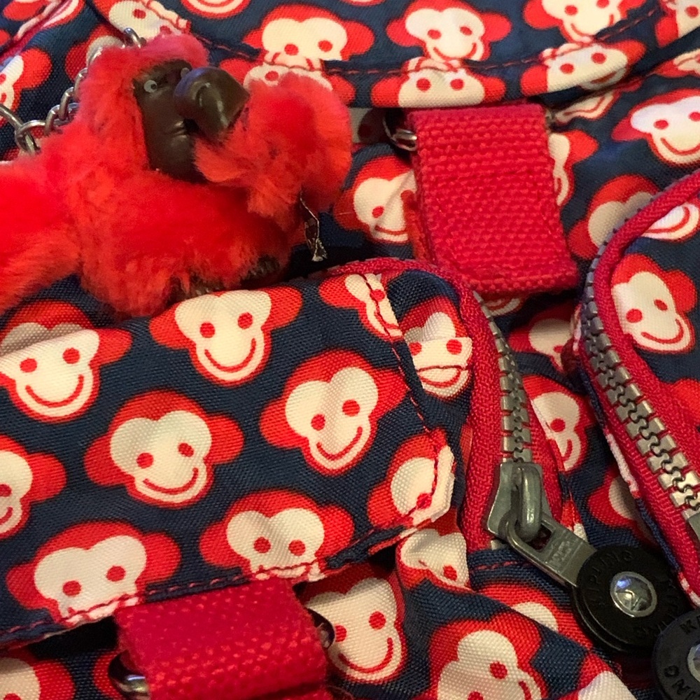 Kipling Blue and Red Monkey Pattern mini lovebug … - image 2